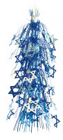 28" Lantern Blue and White Magen David Stars Foil Hanging Sukkah Decoration #60