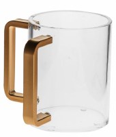 Lucite Wash Cup Round Cup Matte Gold Handles