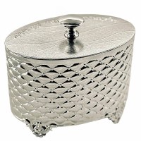 Silver Plated Esrog Box with Knob Handle Pillow Design Silver