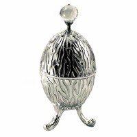 Silver Plated Esrog Holder on Legs Crystal Knob Accent 8.5"
