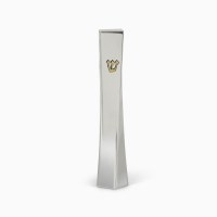 Silver Plated Mezuzah Case Curved Rectangle Solarno Style Design Silver 15cm by Hazorfim