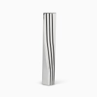 Silver Plated Mezuzah Case Engraved Lines Curved Rectangle Linya Style Design Silver 15cm by Hazorfim