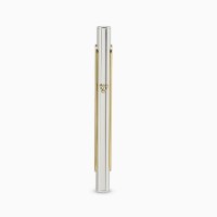 Silver Plated Mezuzah Case Rounded Rectangle Gold Accent Insieme Style Design Silver 15cm by Hazorfim