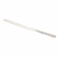 Challah Knife Nickel Plated Serrated Blade Woven Design Handle Silver