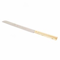 Challah Knife Nickel Plated Serrated Blade Woven Design Handle Gold