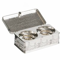 Silverplated Travel Candlesticks Box for Tea Lights Jerusalem Design