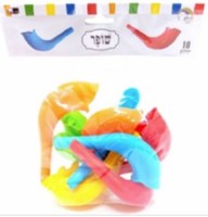 Toy Plastic Shofar Solid Assorted Colors 5" 10 Pack