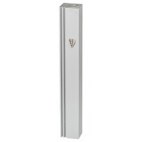 Aluminum Rectangle Mezuzah Case Silver Stripes Design with Silver Shin 15cm