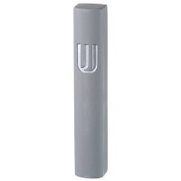 Polyresin Mezuzah Case Silver Shin Light Gray Cement Design 12cm
