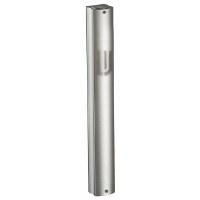 Additional picture of Aluminum Mezuzah Case Matte Silver Printed Silver Shin 15cm