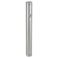 Aluminum Mezuzah with Metal Matte Silver Shin 20cm