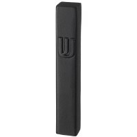 Polyresin Mezuzah Case Stone Look Design Embossed Shin Black 12cm