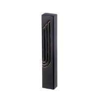 Polyresin Rectangle Mezuzah Case Engraved Shin Gold Accent Black 12cm