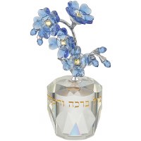 Crystal Miniature Tree of Blessings Blue Flowers 4"