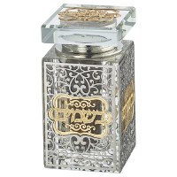 Additional picture of Crystal Besamim Holder Canister Style Ornament Plaque Accent Silver 3"