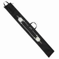 Faux Leather Foldable Lulav Holder Embroidered Border Gold Accent Black 54"
