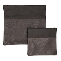 Tallis and Tefillin Bag Set Leather Brown Snake Skin Design