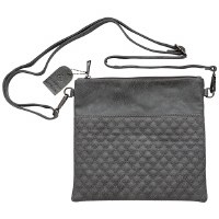 Tefillin Bag Faux Leather Quilted Design Detachable Strap Gray