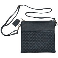 Tefillin Bag Faux Leather Quilted Design Detachable Strap Charcoal Gray