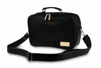 Additional picture of Tallis and Tefillin Faux Leather Travel Bag with Handle and Strap Gold Plate Black