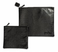 Additional picture of Tallis and Tefillin Bag Set Faux Leather Stripe Snakeskin Design Black