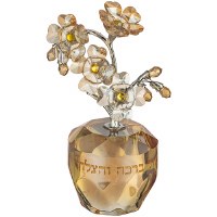 Crystal Miniature Tree of Blessings Gold Flowers 4"
