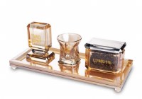 Crystal Havdallah 4 Piece Set Elegant Design Gold 13"