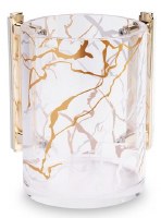 Additional picture of Lucite Wash Cup Gold Silver Cracked Lines Design 5"
