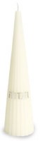 Havdallah Candle Cone Shaped Engraved Lines White Silver 9.8"