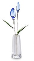 Crystal BlueTulip in Vase 10"