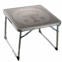 Metal Chanukah Menorah Table Silver 14"