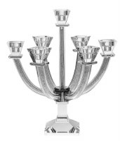 Crystal Candelabra 7 Branches Crushed Stones in Stems 12"