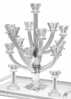 Crystal Candelabra 13 Branches Crushed Stones in Stems 18"