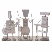 Metal Strip Candle Menorah Musical Orchestra Design Silver 12"