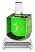 Crystal Dreidel Etched Letters with Clear Stand Green