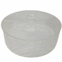 Round Lucite Matzah Holder White Marble Bottom 14"