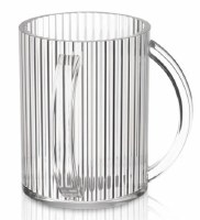 Lucite Wash Cup Ribbed Design Clear 5"