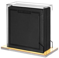 Lucite Bencher Holder Includes Set Of 8 Faux Square Black Benchers Gold Accent Base Ashkenaz 5"