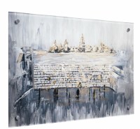 Lucite Kosel Plaza After Rain Wall Hanging Hand Painted Artwork 36" x 24"