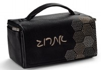 Faux Leather Esrog Box Holder Hexagon Dot Border Design Black