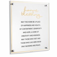 Lucite Classic Birchas Habayis Home Blessing English Wall Plaque Gold 14"