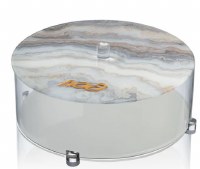 Lucite Matzah Box Agate Design Taupe 13.75"