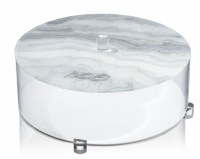 Lucite Matzah Box Agate Design Silver 13.75"