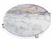 Lucite Seder Plate Agate Design Taupe 13.75"