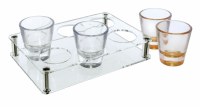 Acrylic Shot Glasses Set of 6 with Stand Gold Trim