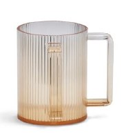 Lucite Round Wash Cup Stripe Design Brown 5"