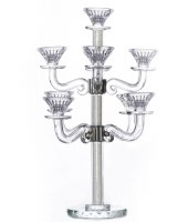 Additional picture of Crystal Candelabra 9 Branch Classic Style Designed with Clear Crystals in Stem Round 2 Tier Base 18.5"