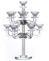 Additional picture of Crystal Candelabra 13 Branch Classic Style Designed with Clear Crystals in Stem Round 2 Tier Base 18.5"