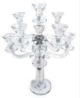 Crystal Candelabra 9 Branch Designed with Crushed Diamond Glass Round 18"