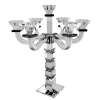 Crystal Candelabra 7 Branch Square Design Black 18"